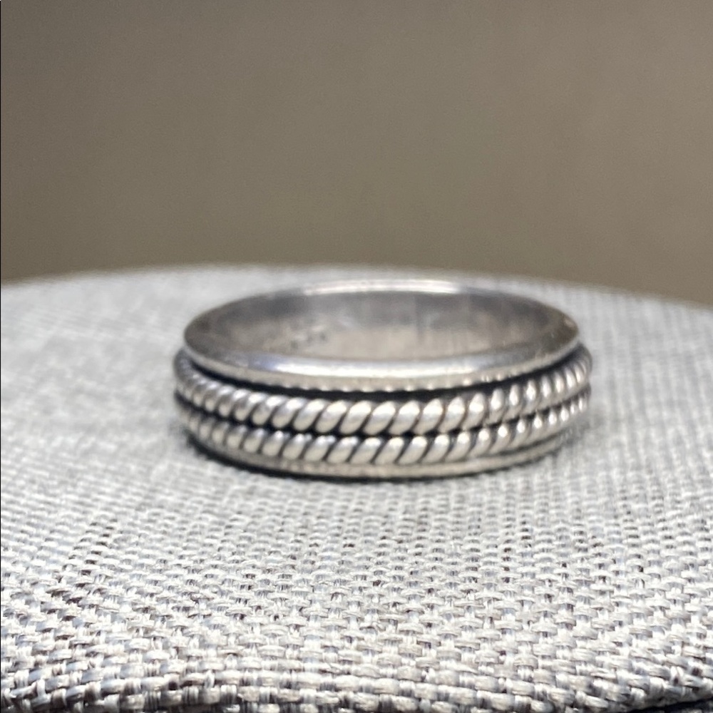 Sterling Silver Braided Men's Spinner Ring (11.5)